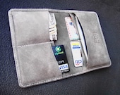The Best Gift for Father's Day. Personalized iPhone 4 / 5, Passport & Card Case n Wallet. Vintage, Antique Grayish Taupe Italian Nubuk
