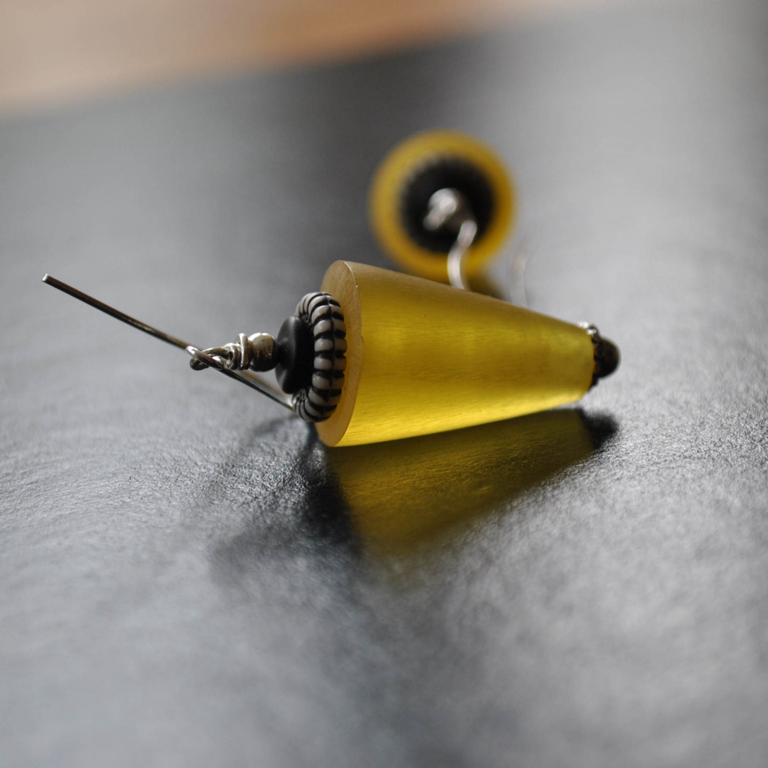 Yellow Resin Earrings, Light Weight Earrings,