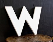 White Architectural Style Wood W Letter Distressed Wall Decor