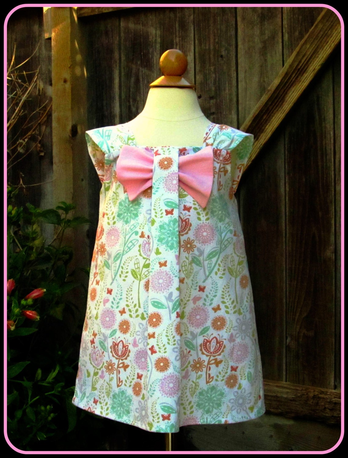 Baby Girl Summer Dress-Custom Boutique Clothing- Pink Floral Sundress-  Sizes 1, 2, 3, 4 Toddler Dress