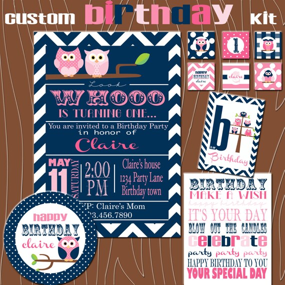 Custom Owl Birthday Party Printable Kit Il_570xn