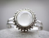 SALE 15 OFF Silver White Moonstone Ring - 925 Sterling Silver, June Birthstone Ring