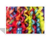 Greeting card with ribbons / celebration ribbons / Multicolored ribbons
