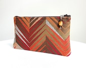 Chevron Zippered Pouch / Beaded Zipper Pull