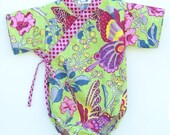 Baby Kimono Onesie - VIBRANT BUTTERFLY - size 0 through 24 months - baby girl modern unique baby clothes