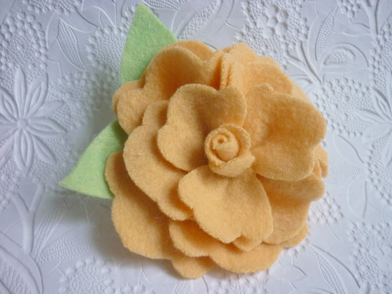 Wool Felt Flower Brooch Yellow Peony Spring