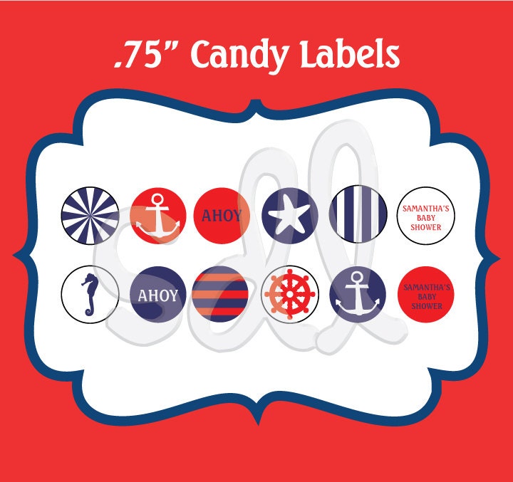 PRINTABLE PDF Nautical Theme Birthday/ Baby Shower DIY Candy Labels Il_570xn
