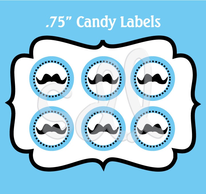 PRINTABLE PDF Boy Baby Shower/ Mustache Birthday Party Theme Candy Labels Il_570xn