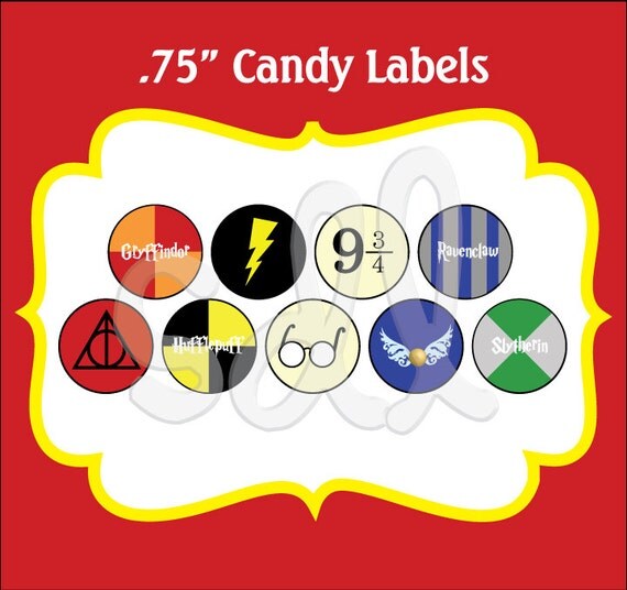 PRINTABLE PDF 108 sheet .75 inch Harry Potter Party Candy Labels Il_570xn