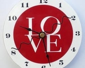 CD Clock Love Squared Recycled Compact Disc Clock for Desk or Wall