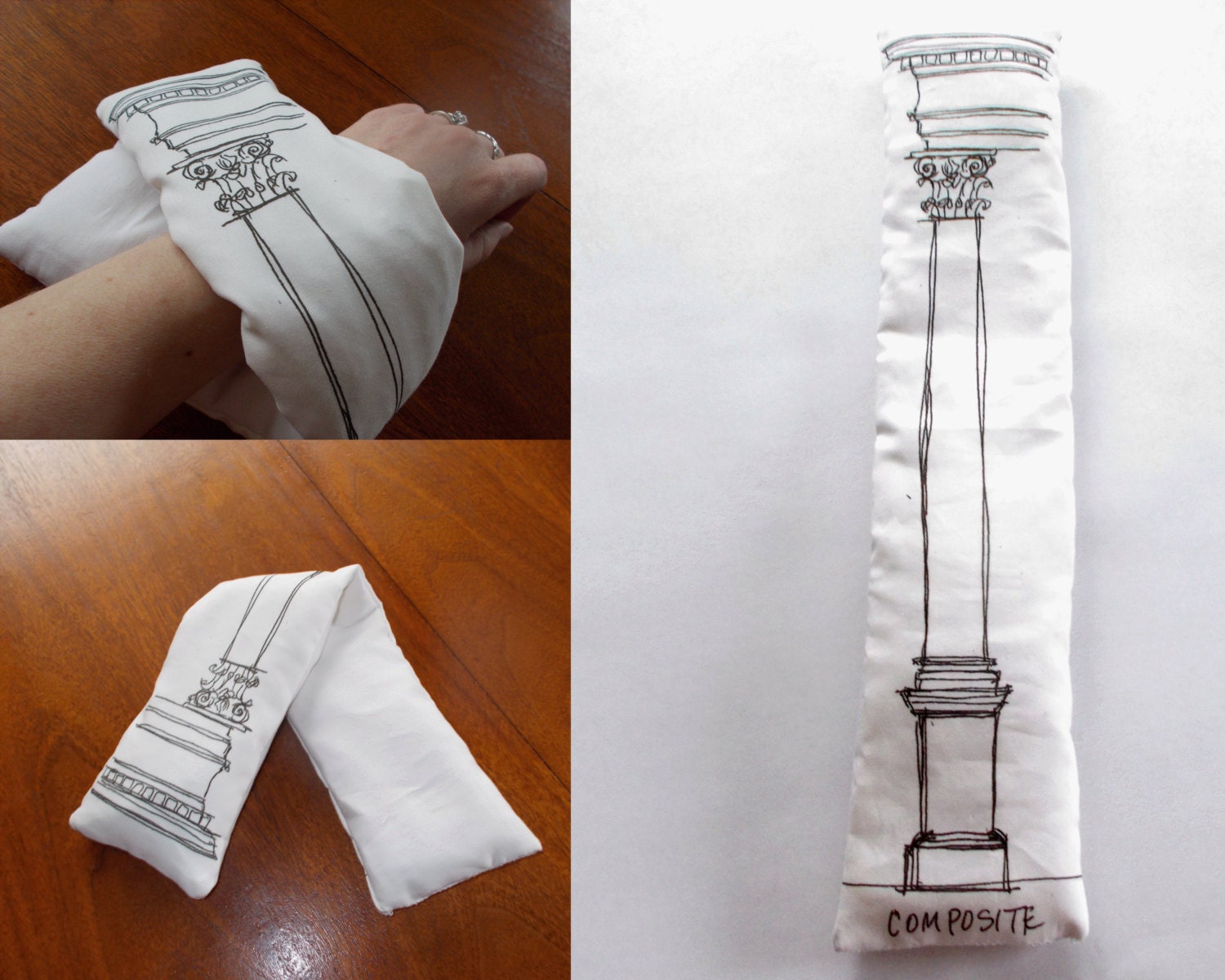 Neck, shoulders & wrist warmer hot pack filled with rice - Corinthian Column