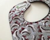 Hipster Bib Roller Skates Gray Red Black with Black Fleece Backing