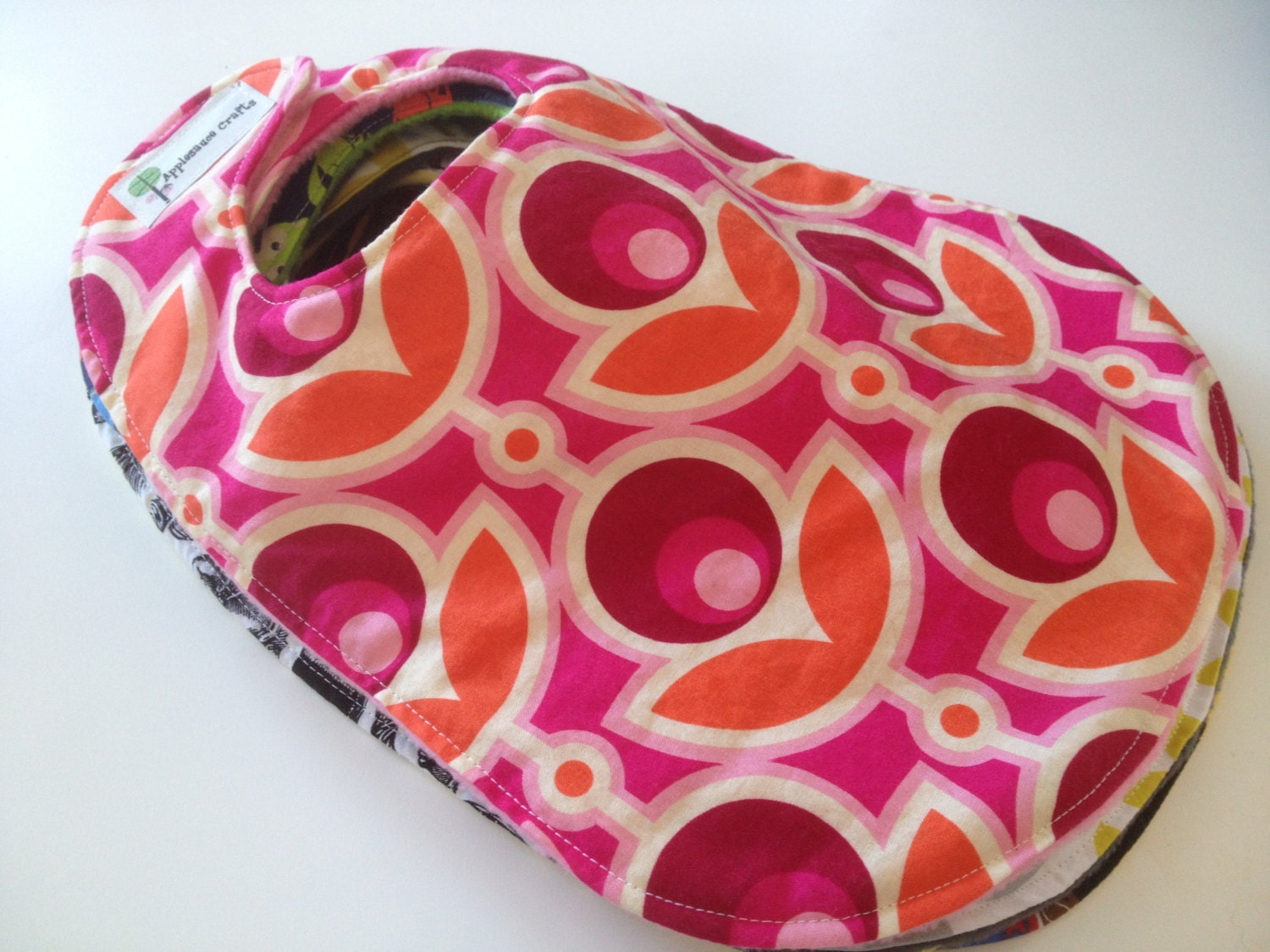 Large Bib in Joel Dewberry Magenta Primrose with Pink Fleece Backing