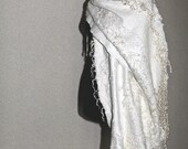 Nuno Felted Scarf Wrap Fur Free Ahimsa Wedding White Long Pure Alpaca Kid Mohair Silk Wrap OOAK