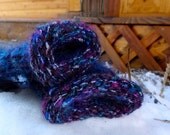 Deep Blue Purple Mohair Wool Mittens Women