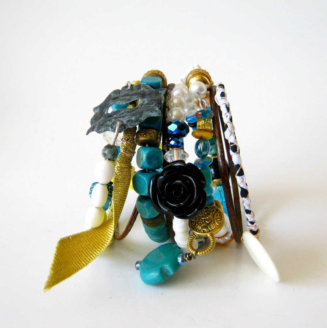 gypsy bangle stack bracelets - boho vintage inspired - five bangles or ten - you choose