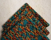 Large Flankie - Teal and Orange Weave Flannel Handkerchiefs - Set of 3