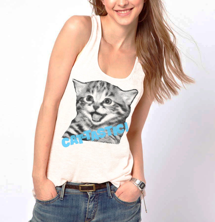 CAT TASTIC boyfriend tank top for women --- unisex size sm, med