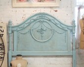 Painted Cottage Shabby Aqua Romantic Headboard BD09