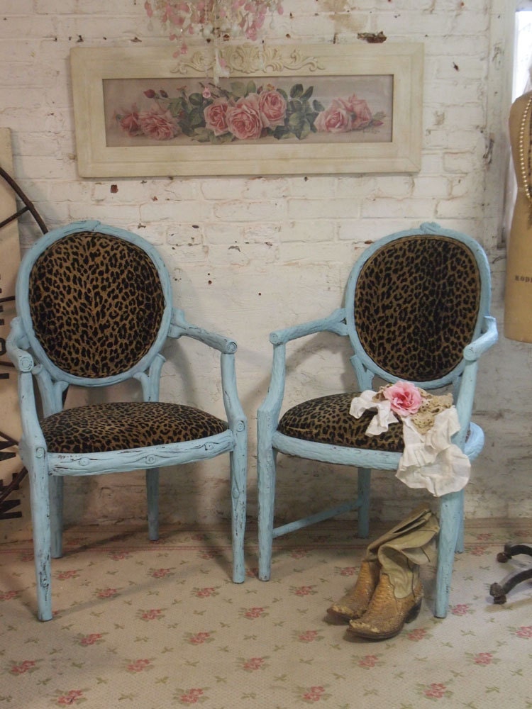 Painted Cottage Chic Shabby Romantic French Palour Chairs