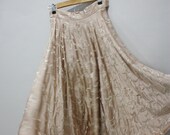 Weekend Sale - SALE vintage 50s silk circle skirt - Blushing Bride embroidered cocktail party wedding pink full S