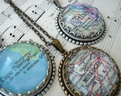 Map Pendant - Vintage Map Necklace - Custom -  You Choose the Location