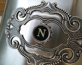 Antique Typewriter Key Flask - Stainless Steel Flask - 6oz - Art Nouveau - Vintage Inspired - Letter N