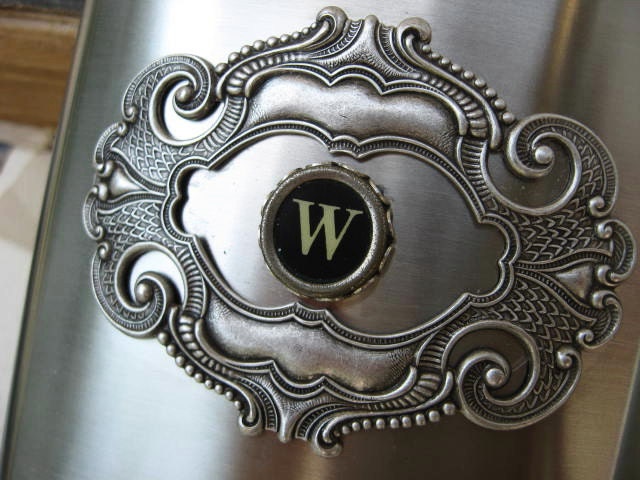 Antique Typewriter Key  Letter W - 6 oz  Flask