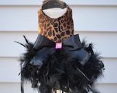 Diva Leopard Feather Dog Harness Dress