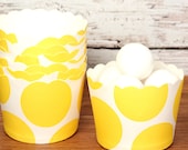 Yellow Polka Dot Small Baking Cups, Candy Cups, Favor Cups, - Perfect for Small Cupcakes, Muffins, Candy (24 Count)