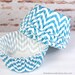 Aqua Chevron Cupcake Liners - Baking Cups, Designer Grease Resistant Liners (50)