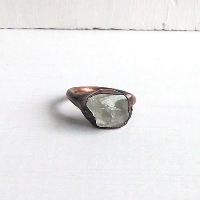 Gemstone Ring Cocktail Ring Mineral Ring Prasiolite Mint Ring Celadon Gem Stone Crystal Artisan Handmade