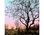 Winter Star Tree 2 ... sunset, a bare apple tree and turquoise sky fine art print