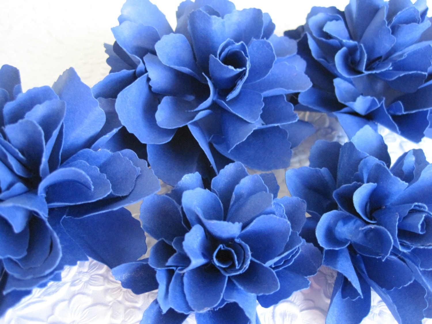 Handmade Royal Blue Paper Flowers  - Set of 5