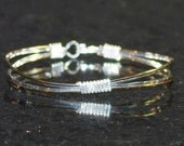 Gold and Silver Wire Wrapped Bangle Bracelet