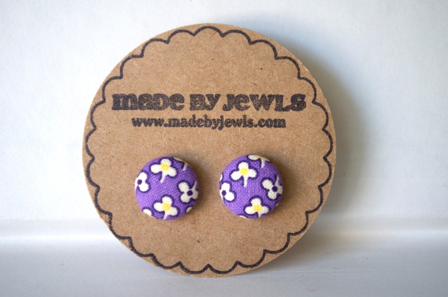 Miss Daisy Fabric Covered Button Earrings