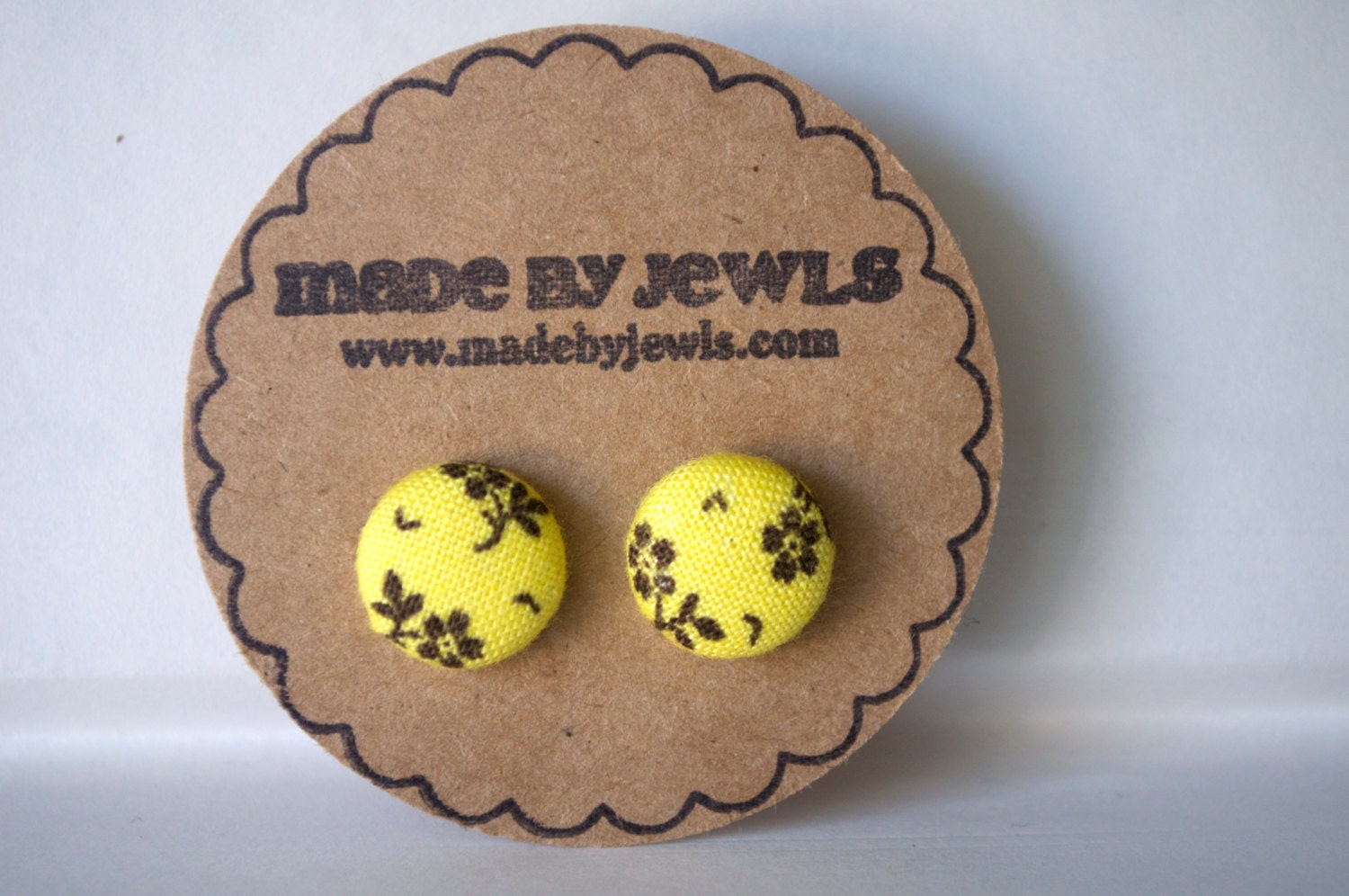 Sunny Blooms Fabric Covered Button Earrings