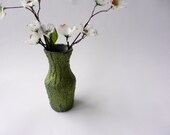 Green and Gold Vase / Green Vase / painted and stained glass and concrete vase