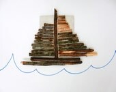 Rustic branch sailboat / nautical art wood wall hanging / beach art / sailing decor / beach cottage decor / summertime - CarriageOakCottage