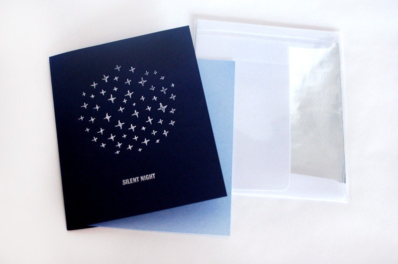 Silent Night - foil embossed holiday card