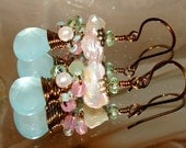 Wire wrap mermaid pool chalcedony briolette earrings pamelia designs