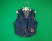 Vintage Children's Orange Tag Levi's Denim Vest with Embroidery- Size 3T