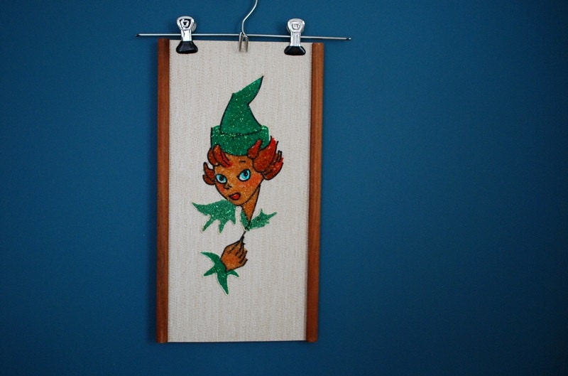 Vintage Elf Boy Gravel Art Wall Hanging