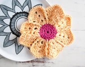 Crochet dish cloth, flower wash cloth, spring colors