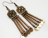 Copper Dangle Earrings - Fashion Earrings - Long Earrings - Metal Earrings