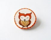 Owl Brooch, Handmade animal brooch, clay pin