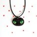 Black Cat Eye Pendant / Hand Painted  Cat Art Necklace