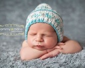 Nordic Alpine Blue & Gray Bonnet Newborn Baby Unisex Girl Boy Photography Photo Prop