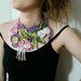 Handmade Crochet flower necklace,Crocheted statement necklace