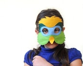 Parrot Felt Children Mask,  Carnival  Animal Kids Mask,  Bird Dress up Costume Accessory, Colorful Pretend Play Toy for Girls Boys, Toddlers